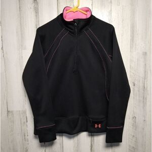 Under Armour Womens Size Medium Black Pink 1/4 Zip Pullover Pink Ribbon